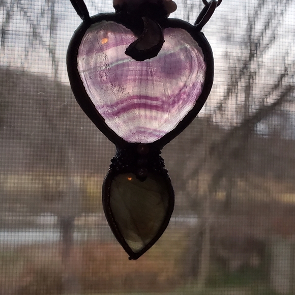 Fluorite Labradorite & Grape Agate Crystal Necklace - Picture 2 of 6